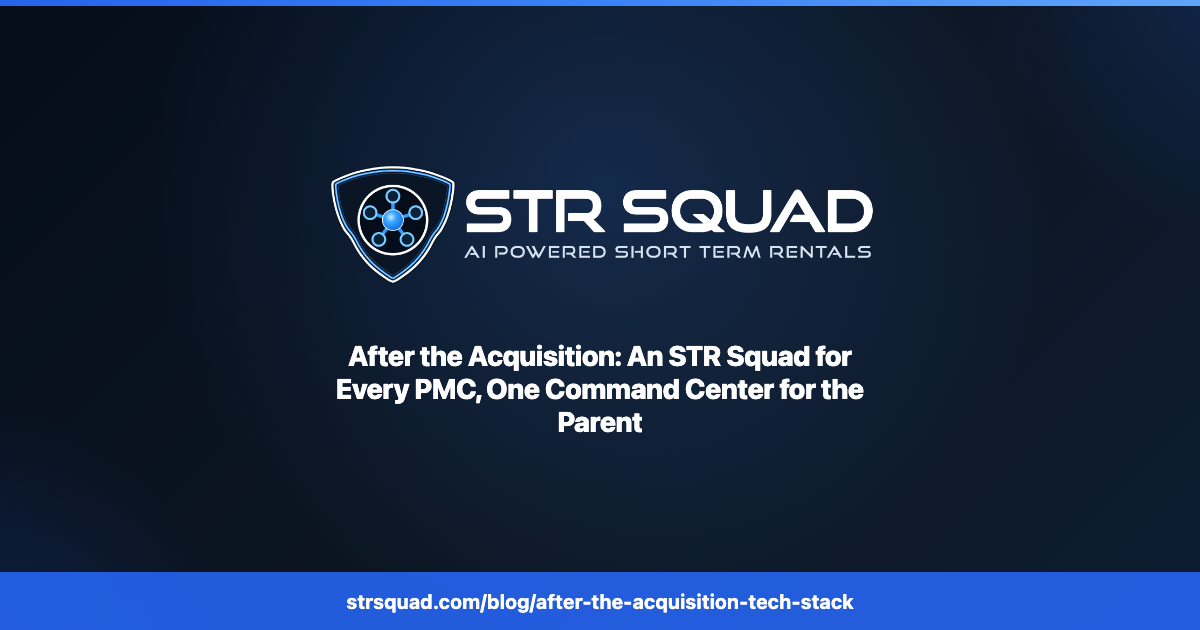 STR Squad — every PMC in the group runs its own squad on its own tech stack, and one command center shows the parent how each performs, on its own and as a group